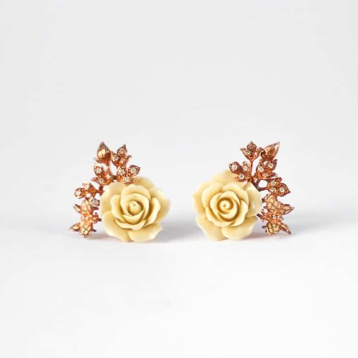 Hand Carved Flower Studs