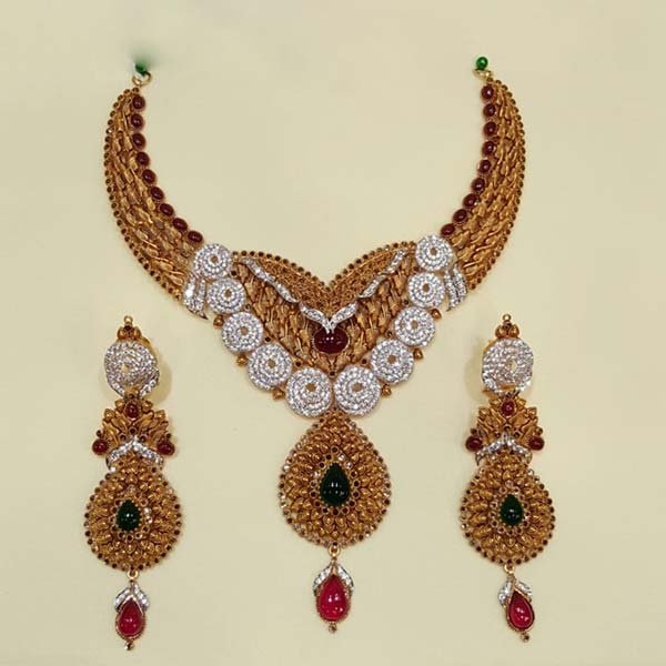 Dangling Rubby Bridal Set