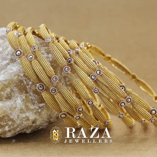 Kattak Style Gold Bangles