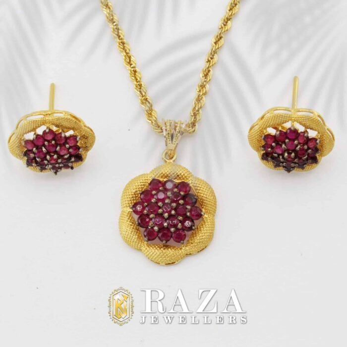RUBY GOLD LOCKET SET
