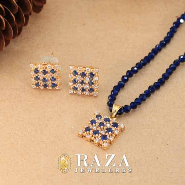 SAPPHIRE GOLD LOCKET SET