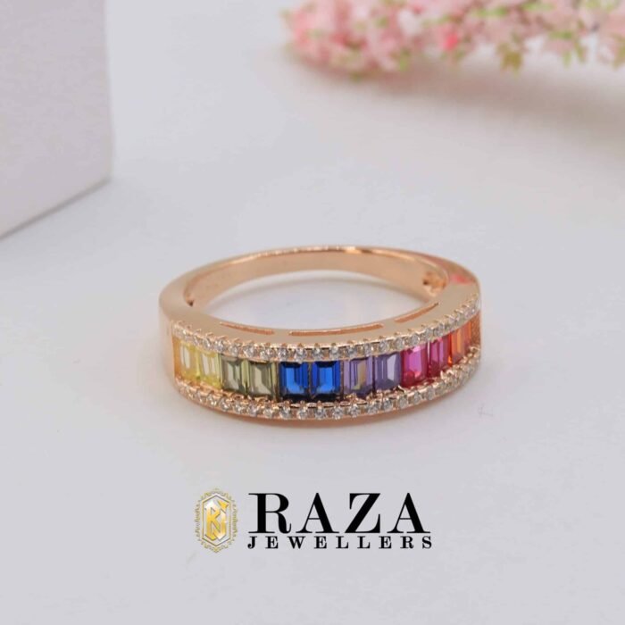 SILVER RAINBOW BAND RING