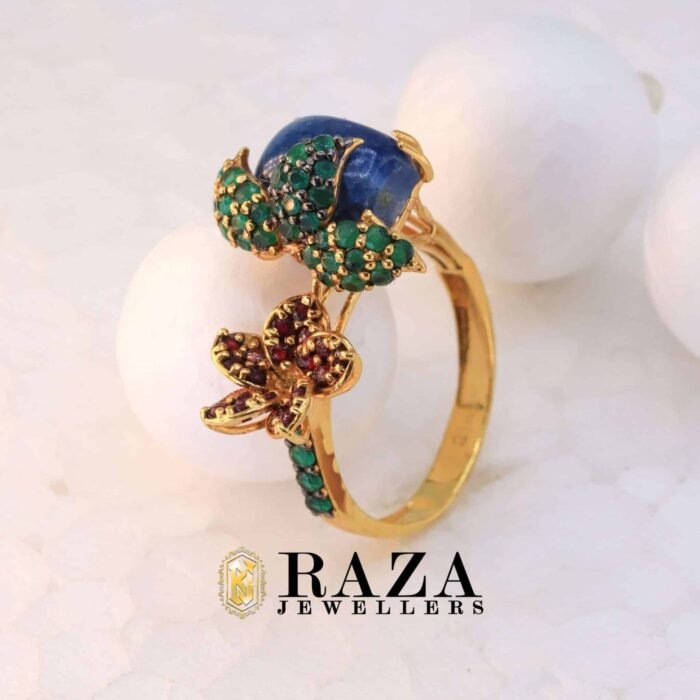 3D GOLD SAPPHIRE RING