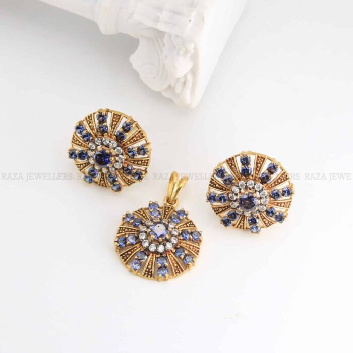 Sapphire Gold Locket Set