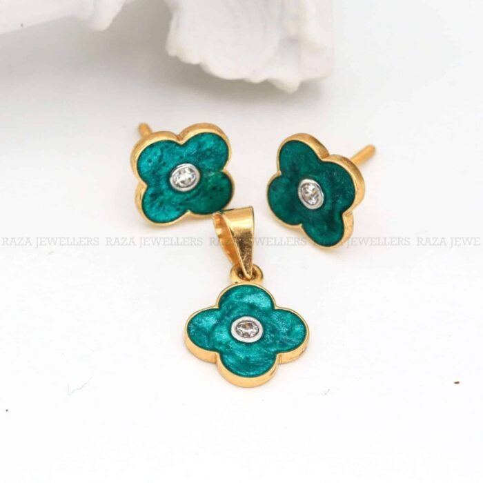 Enamel Gold Locket Set