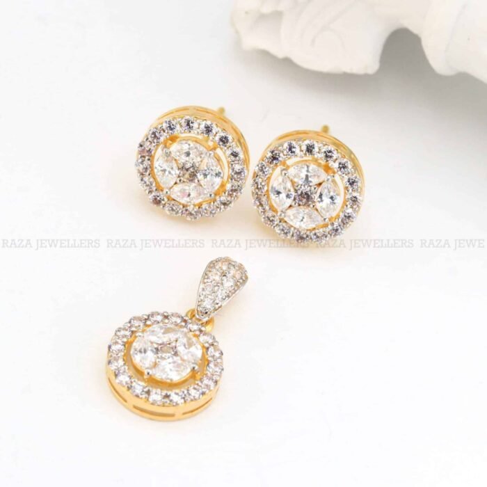 Diamond Style Gold Locket Set