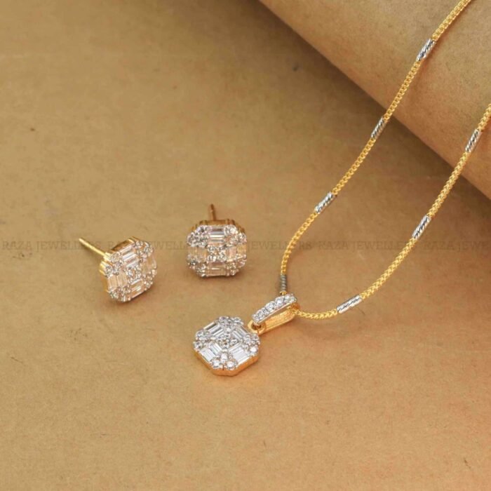 Diamond Style Gold Locket Set