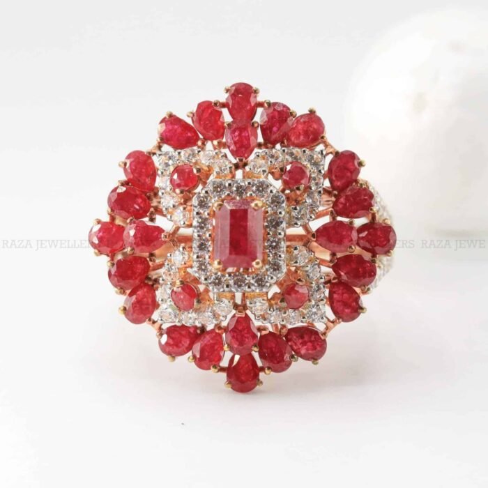 Cocktail Ruby Gold Ring