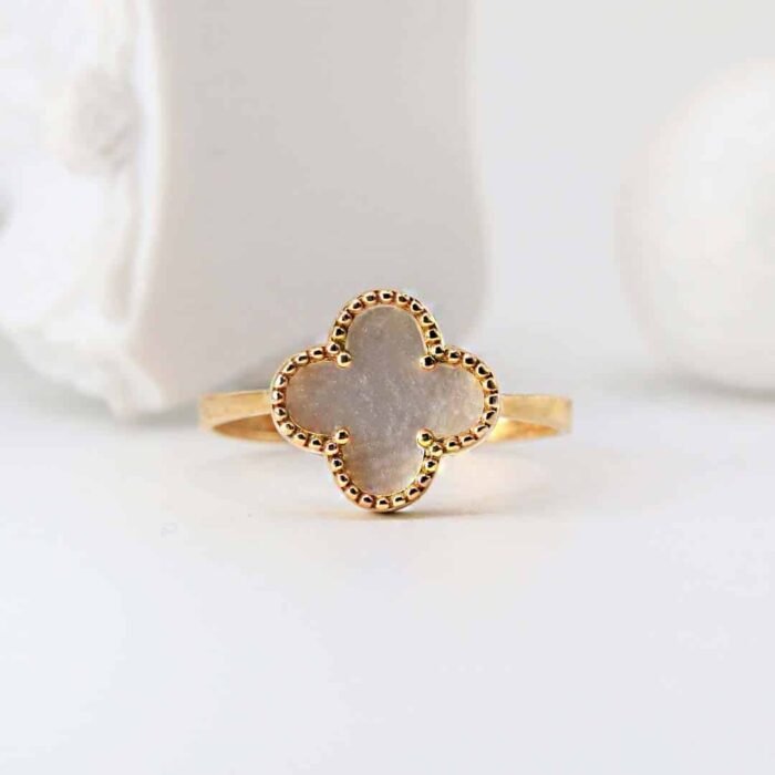 Branded Mother of Pearl Gold Ring