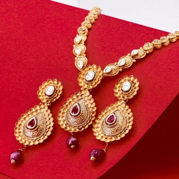 Ruby Gold Bridal Necklace Set
