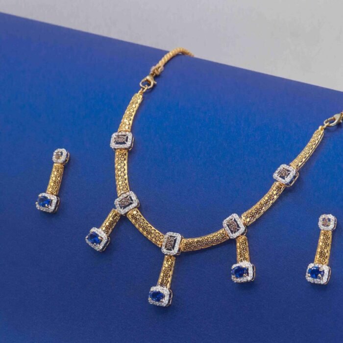 Sapphire Gold Bridal Necklace Set