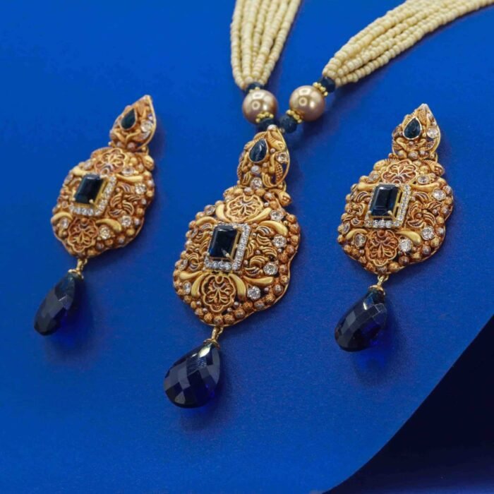 Sapphire Gold Bridal Necklace Set