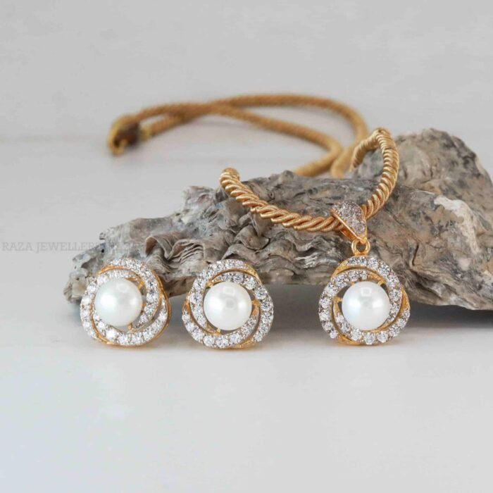 Pearl Locket Set with Gold Finish - Order Now