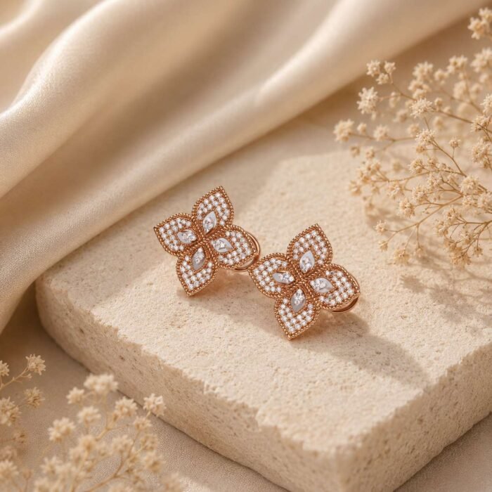 Rose Gold Floral Earrings